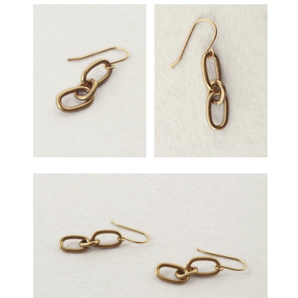 Vintage Brass Gold Chain Linked Earrings - Picture 4 of 4
